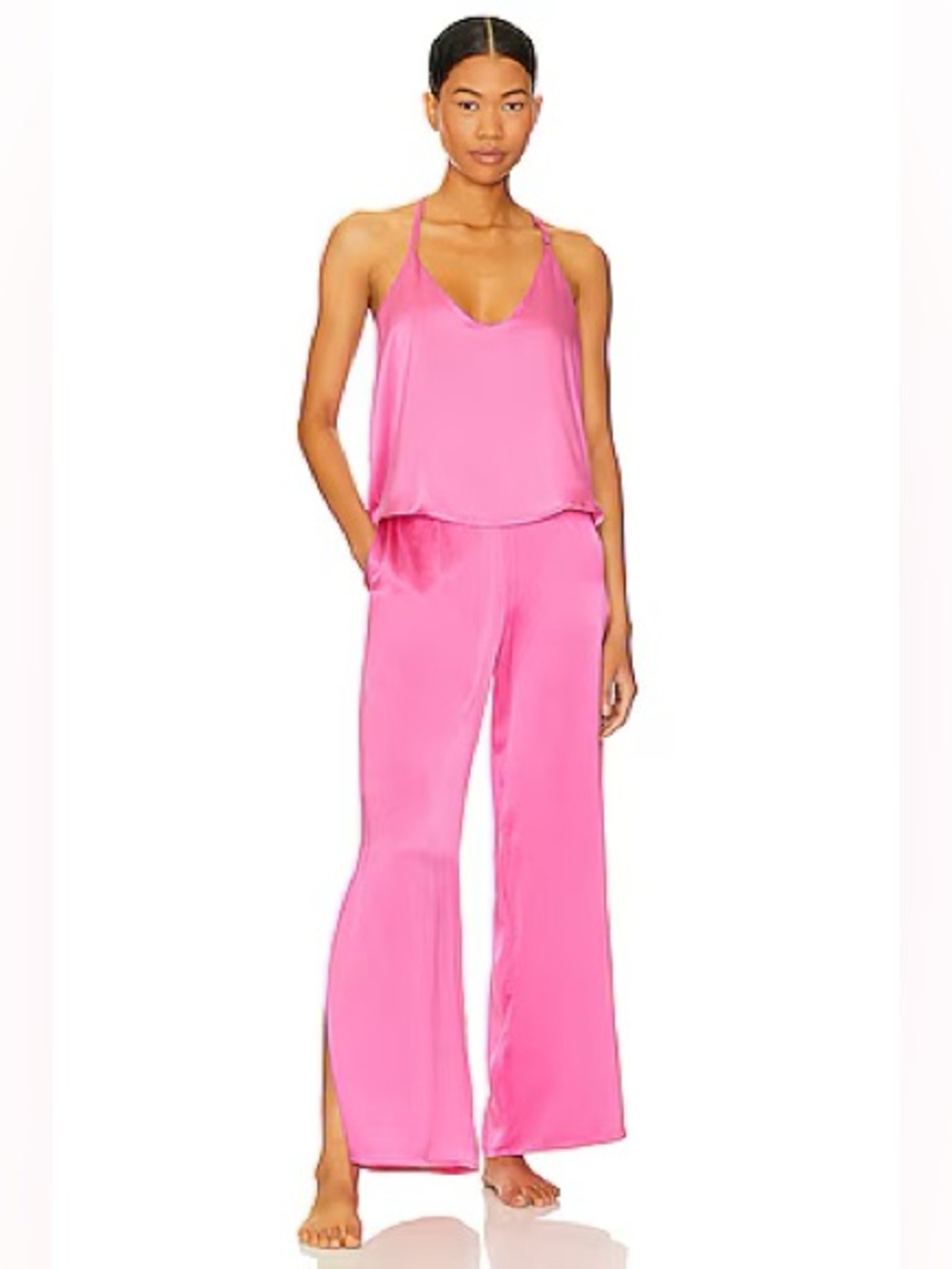 Lunya washable silk cami pant set in pink size L